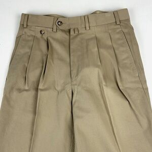 Faconnable Mens Pleated Cotton Khaki Pants Tan Size 40 Designer Trousers